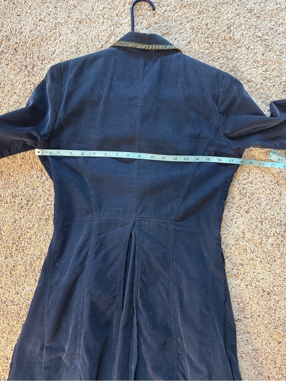 Vintage - Women's Navy Tailored Long Jacket - Floral Lined - Picture 5 of 6